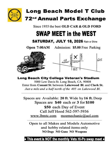 Long Beach Model T Swap Meet flyer July 2026